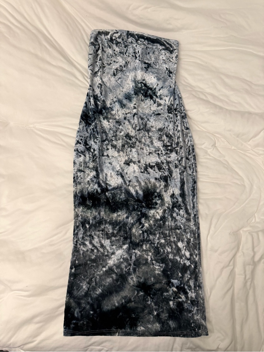 Strapless Velvet Tie-Dye Dress